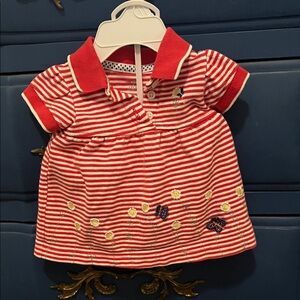 Carter's Red and White Striped Polo with Embroidery